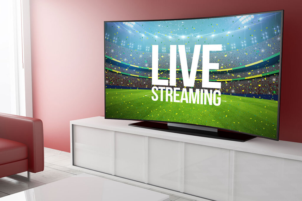 groĂer Fernseher steht im Wohnzimmer