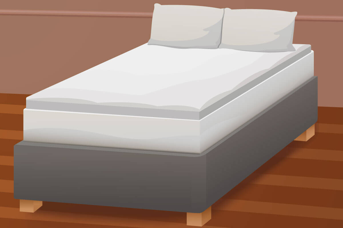 Gelschaum-Topper auf einem Bett.