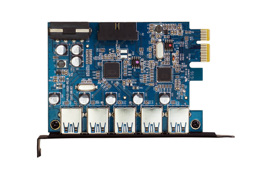 PCI-Express Steckkarte mit USB-AnschlĂŒssen